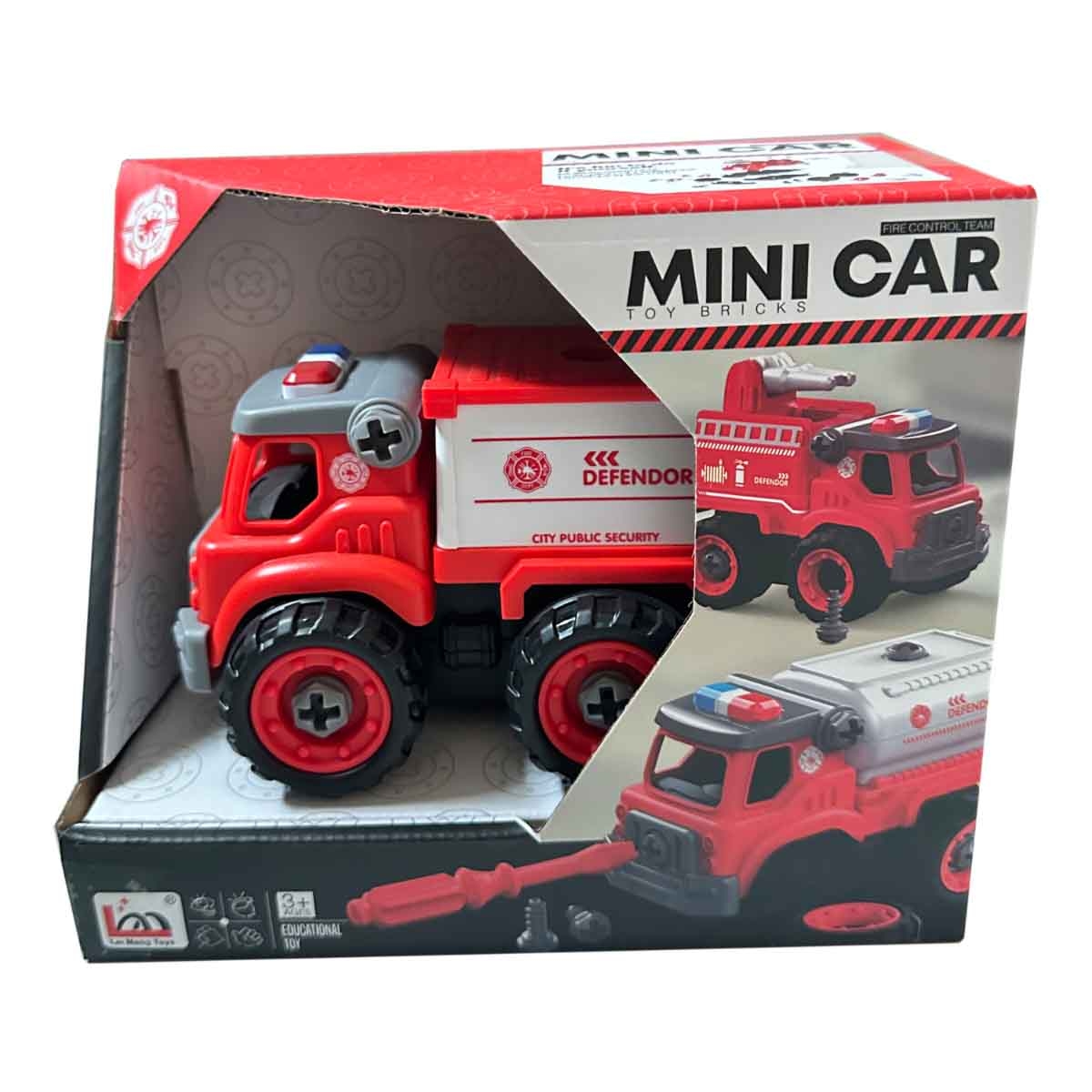 Lei Meng Toys Mini Car DIY Toy Bricks Fire Extinguisher Truck Unisex, 3-4 Years
