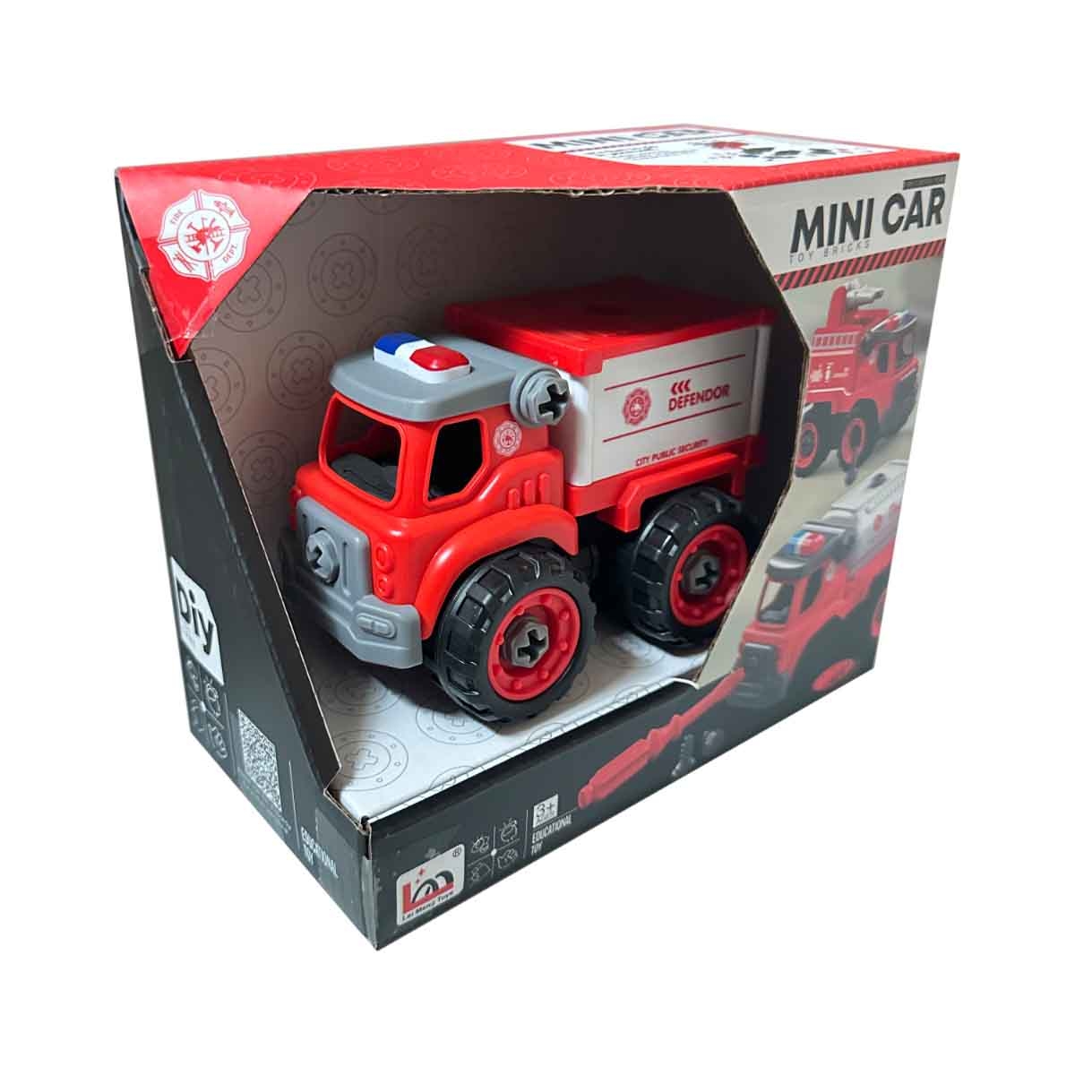 Lei Meng Toys Mini Car DIY Toy Bricks Fire Extinguisher Truck Unisex, 3-4 Years