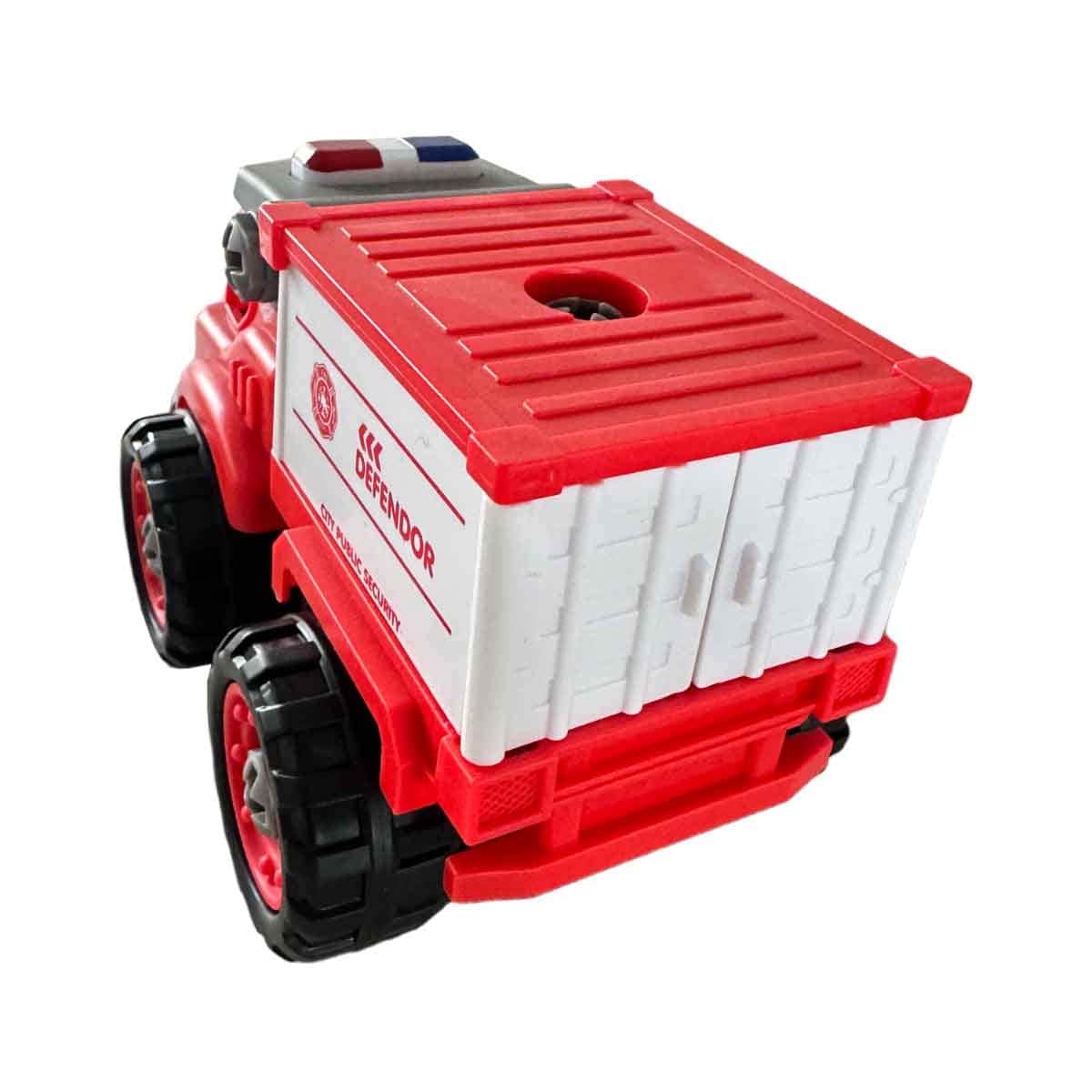 Lei Meng Toys Mini Car DIY Toy Bricks Fire Extinguisher Truck Unisex, 3-4 Years