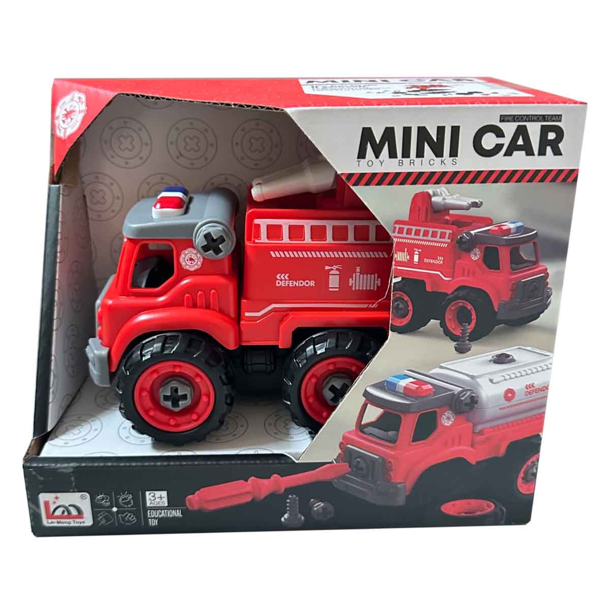 لي منغ تويز سيارة إطفاء من مكعبات تركيب صغيرة للجنسين، من عمر 3-4 سنوات