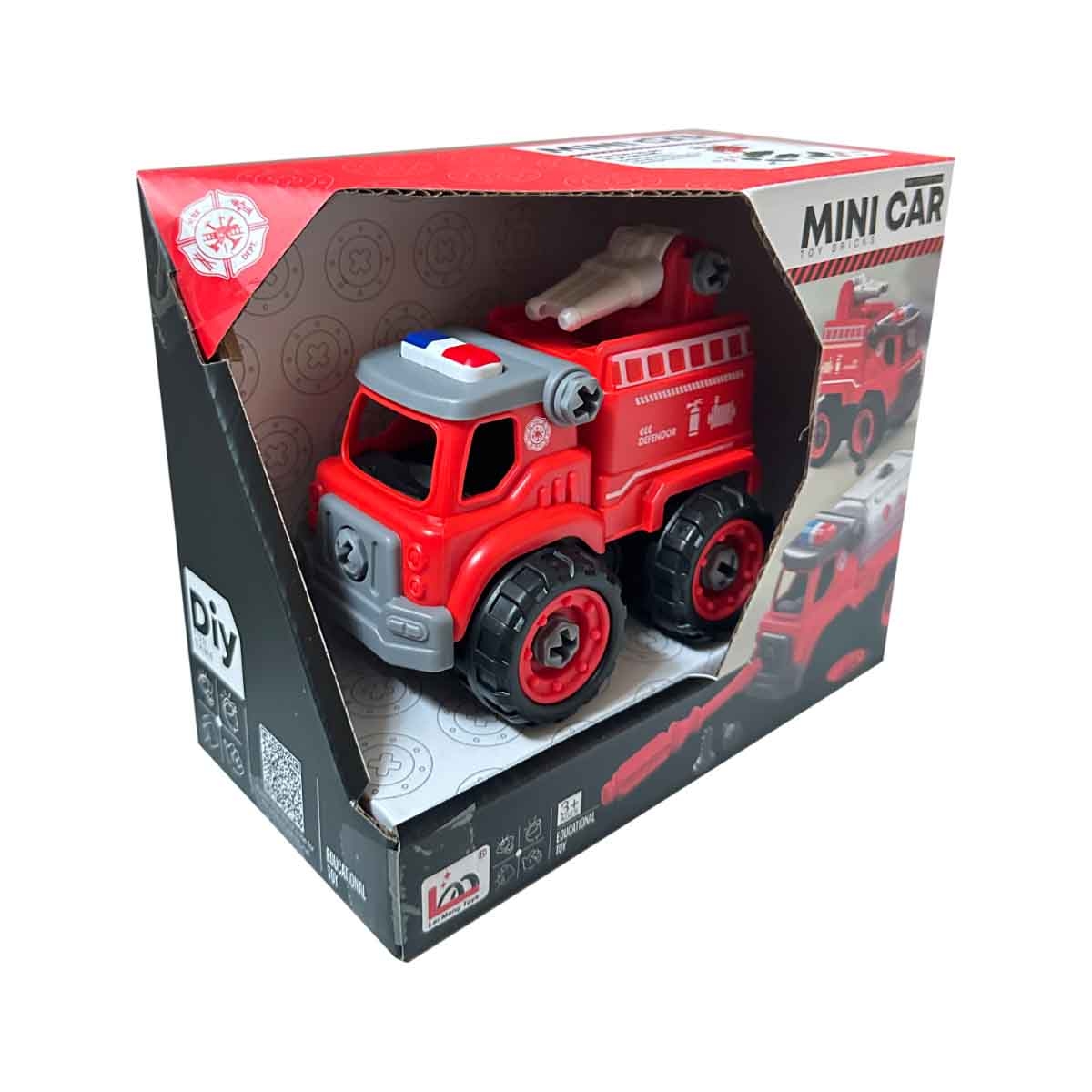 لي منغ تويز سيارة إطفاء من مكعبات تركيب صغيرة للجنسين، من عمر 3-4 سنوات