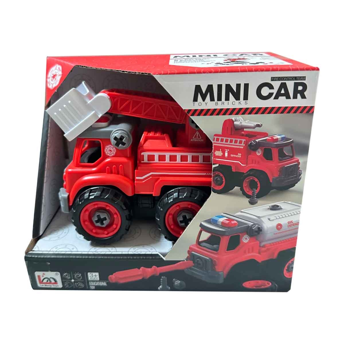 Lei Meng Toys Mini Car DIY Toy Bricks Fire Ladder Truck Unisex, 3-4 Years