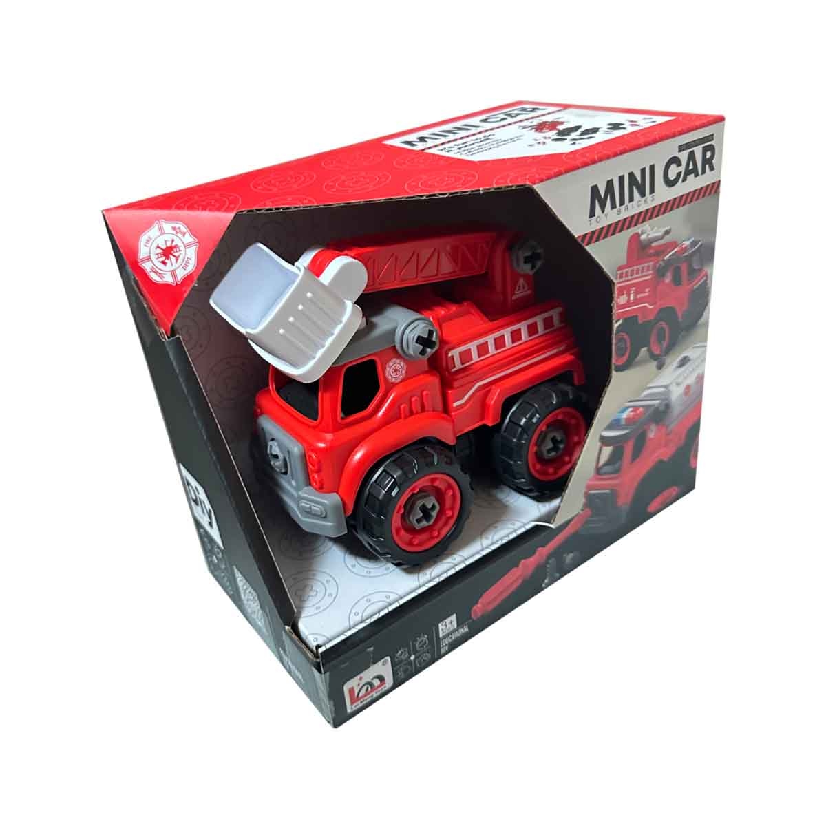 Lei Meng Toys Mini Car DIY Toy Bricks Fire Ladder Truck Unisex, 3-4 Years