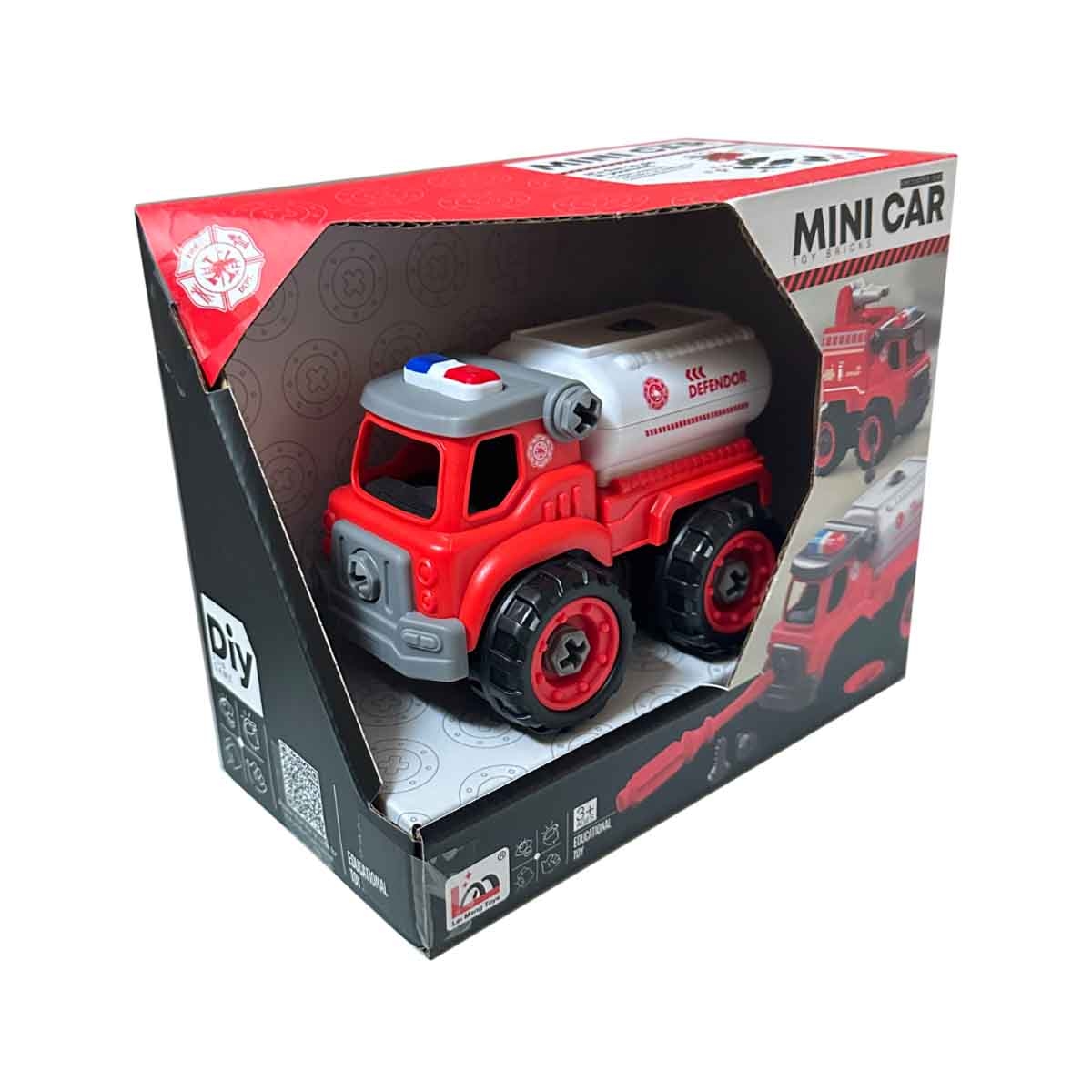 لي منغ تويز سيارة إطفاء من مكعبات تركيب صغيرة للجنسين، من عمر 3-4 سنوات