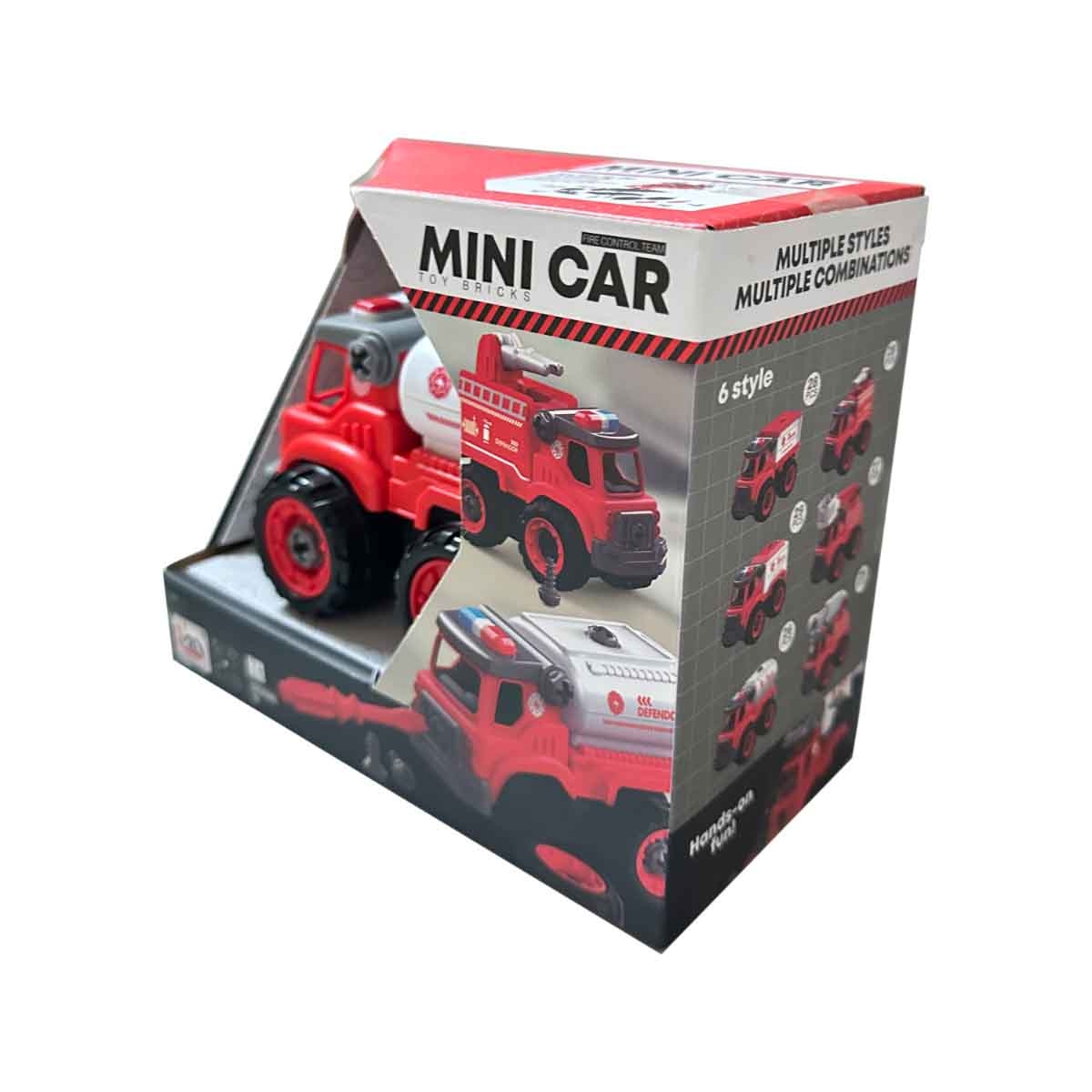 لي منغ تويز سيارة إطفاء من مكعبات تركيب صغيرة للجنسين، من عمر 3-4 سنوات