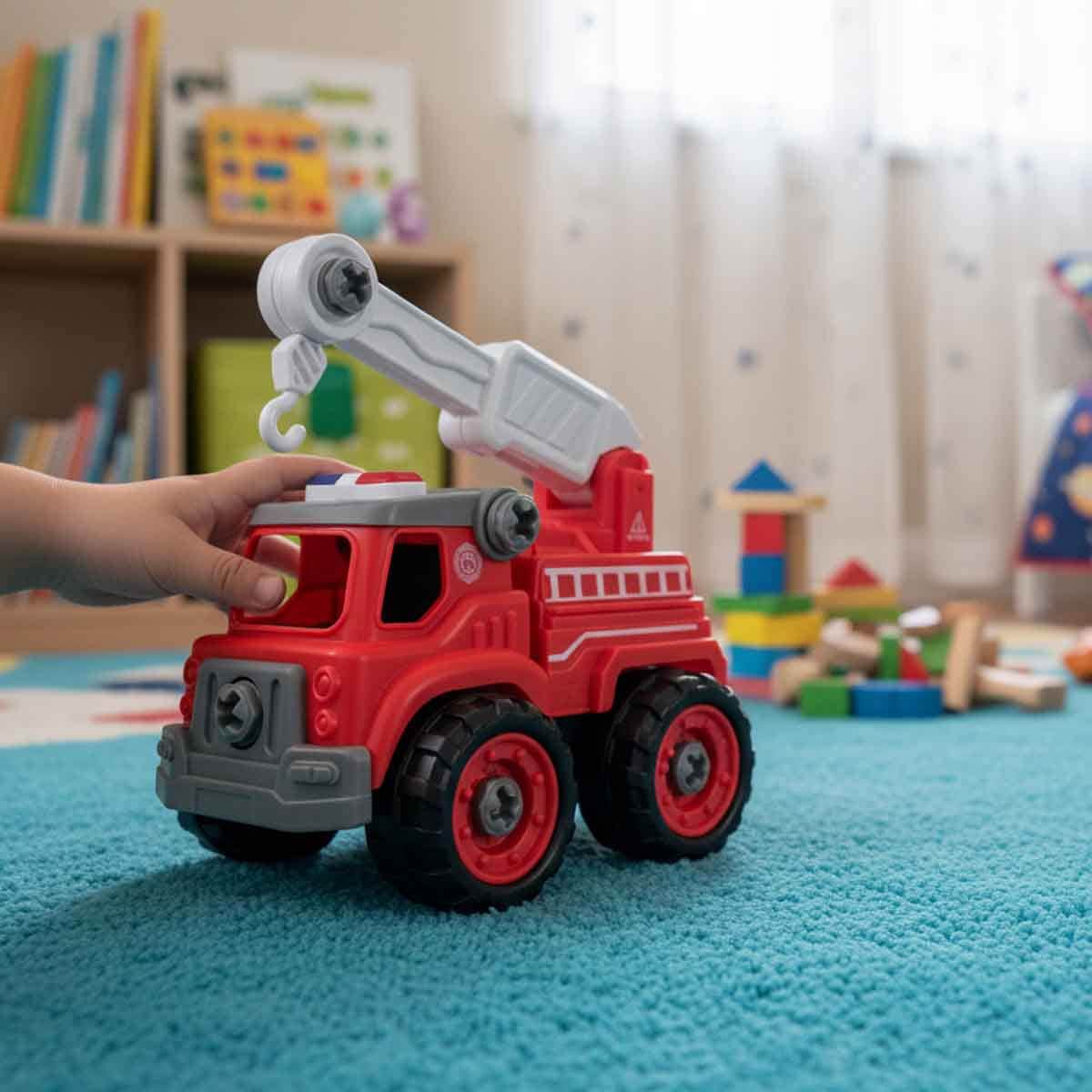 Lei Meng Toys Mini Car DIY Toy Bricks Fire Rescue Truck Unisex, 3-4 Years