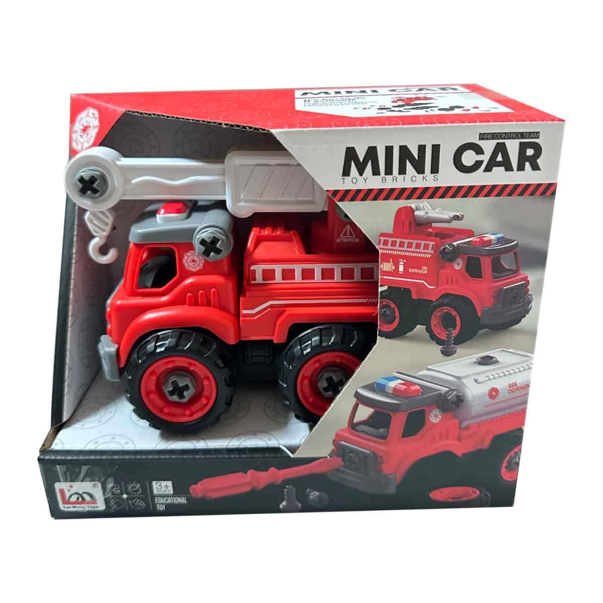 Lei Meng Toys Mini Car DIY Toy Bricks Fire Rescue Truck Unisex, 3-4 Years