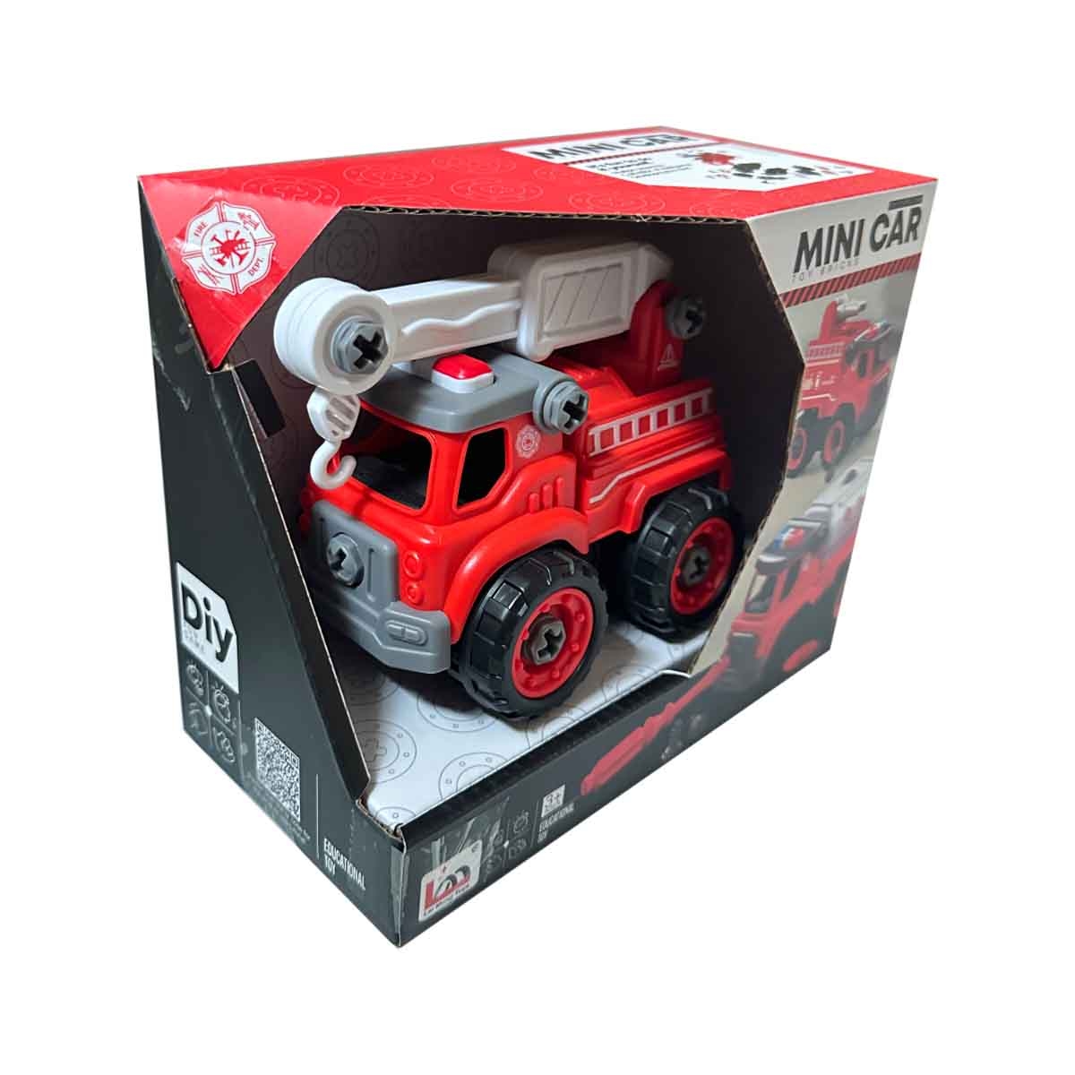 لي منغ تويز شاحنة إنقاذ حرائق من مكعبات تركيب صغيرة للجنسين، من عمر 3-4 سنوات