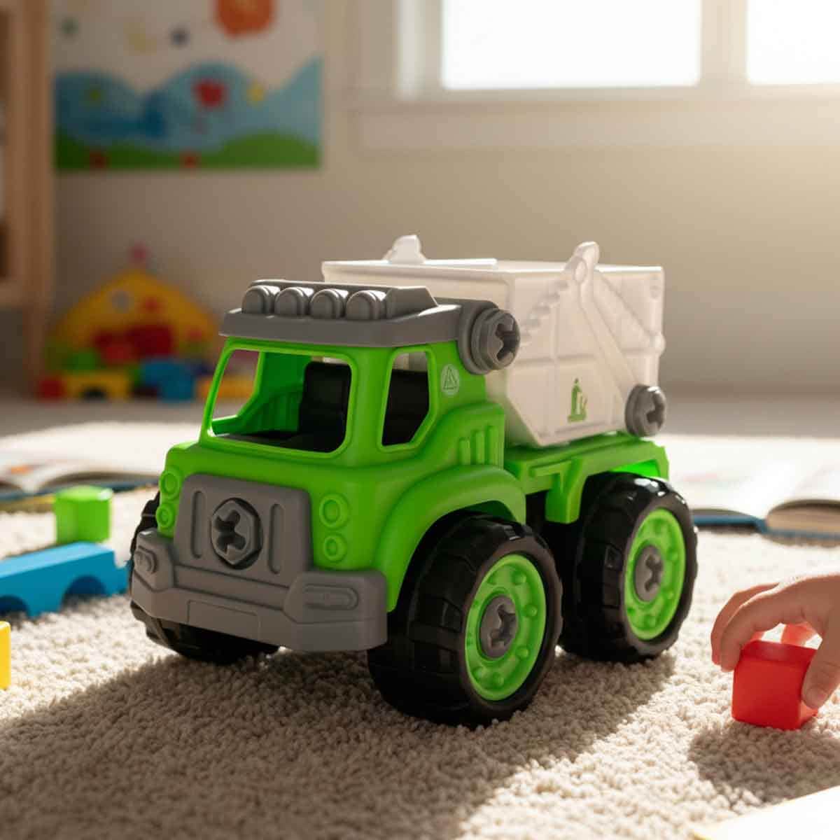 Lei Meng Toys Mini Car DIY Toy Bricks Garbage Truck Unisex, 3-4 Years
