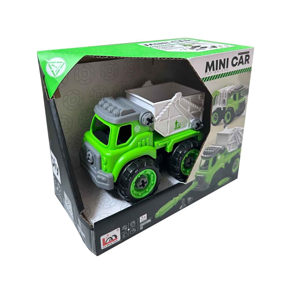 لي منغ تويز شاحنة نفايات من مكعبات تركيب صغيرة للجنسين، من عمر 3-4 سنوات