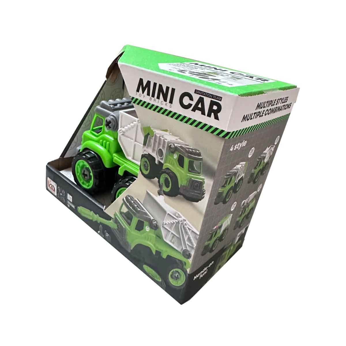 لي منغ تويز شاحنة نفايات من مكعبات تركيب صغيرة للجنسين، من عمر 3-4 سنوات