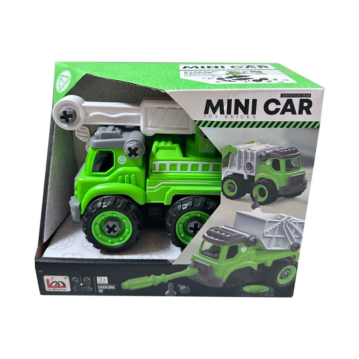 لي منغ تويز شاحنة إدارة نفايات من مكعبات تركيب صغيرة للجنسين، من عمر 3-4 سنوات