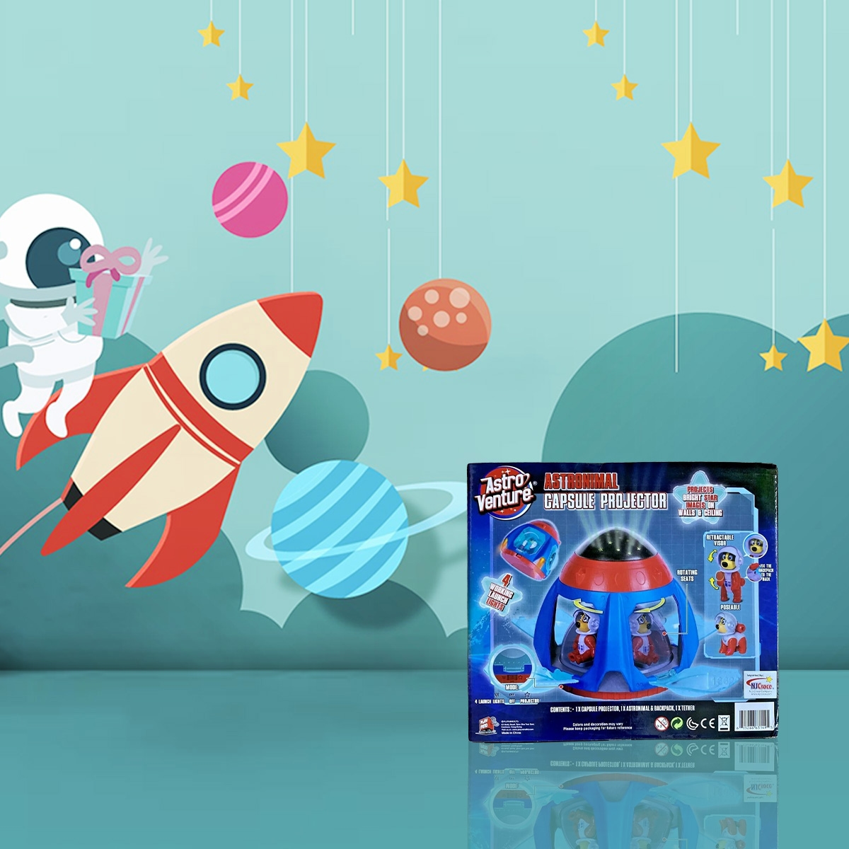 Astro Venture Astronimal Capsule Projector Set Boys, 3-4 Years