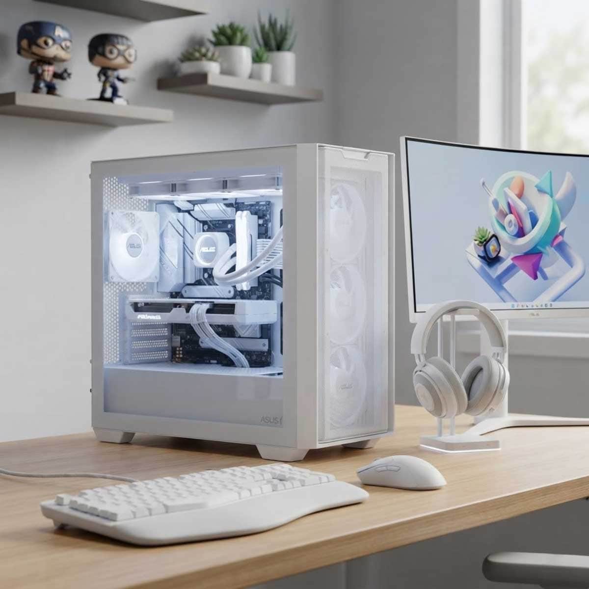 Asus A21 Plus White MicroATX PC Case with Pre-Installed ARGB Fan