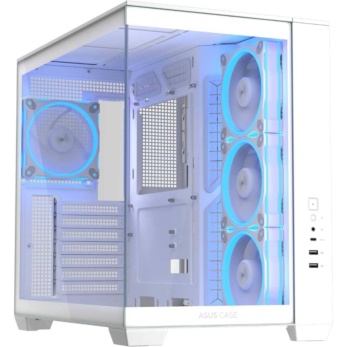 أسوس A32 Plus كيس كمبيوتر Mid-Tower ATX بانورامي بزجاج مقوى