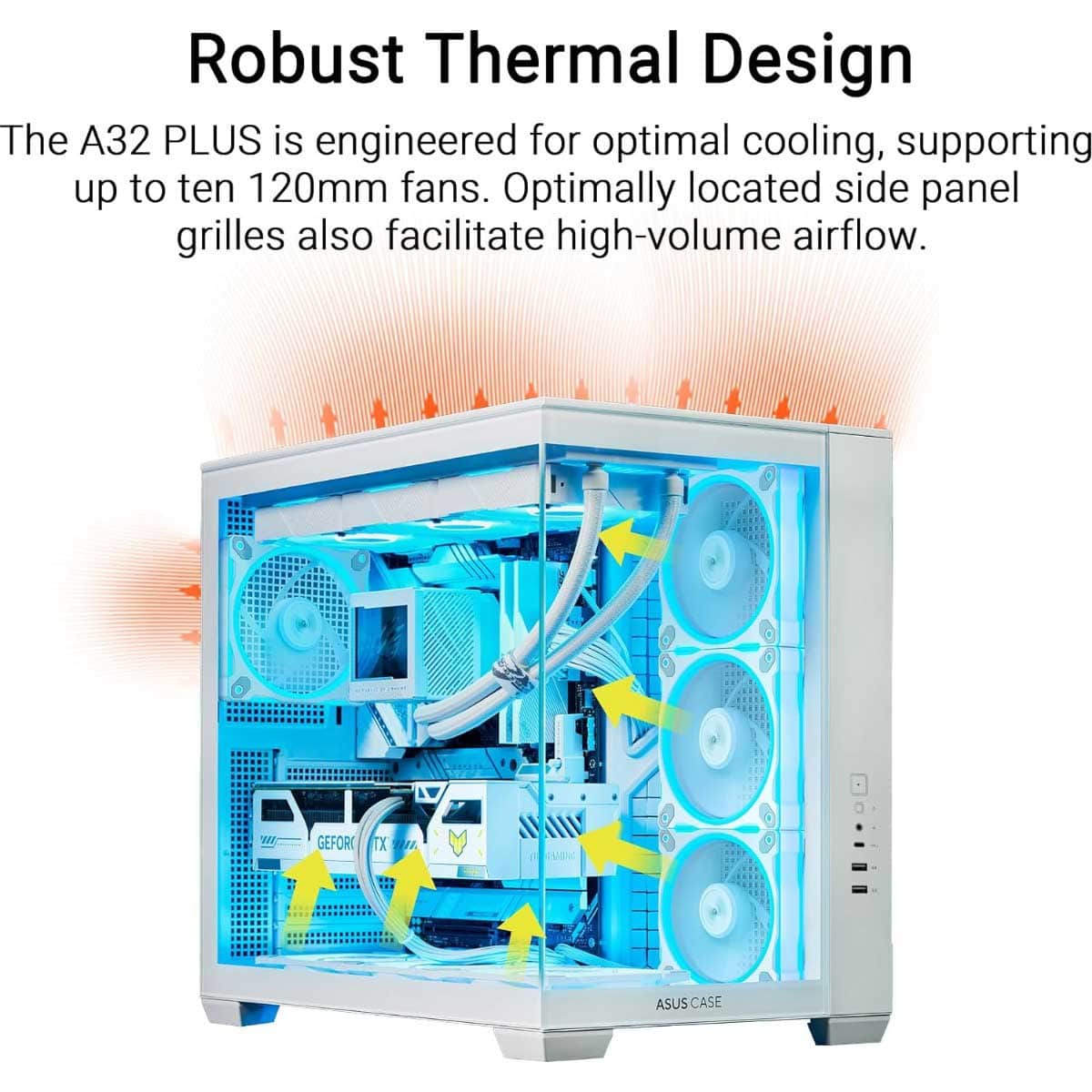 Asus A32 Plus Mid-Tower ATX Panoramic Tempered Glass PC Case