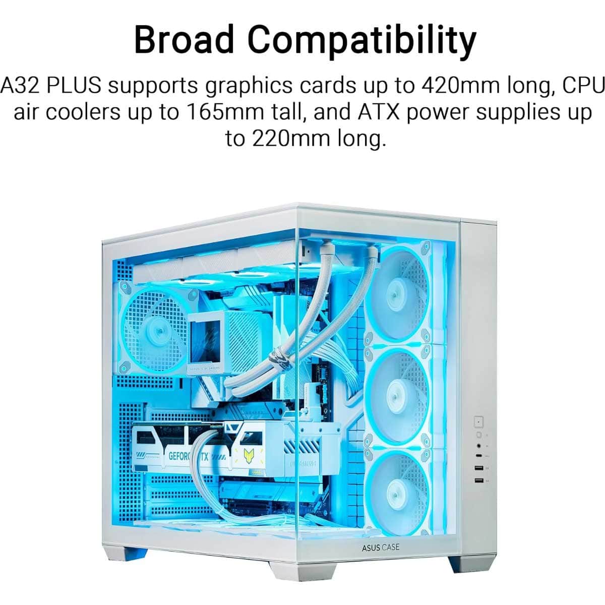 Asus A32 Plus Mid-Tower ATX Panoramic Tempered Glass PC Case