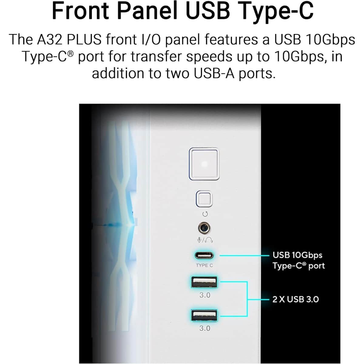 Asus A32 Plus Mid-Tower ATX Panoramic Tempered Glass PC Case