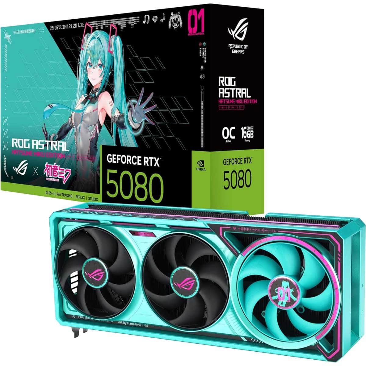 Asus ROG Astral NVIDIA GeForce RTX 5080 16GB GDDR7 OC Hatsune Miku Edition Gaming Graphics Card