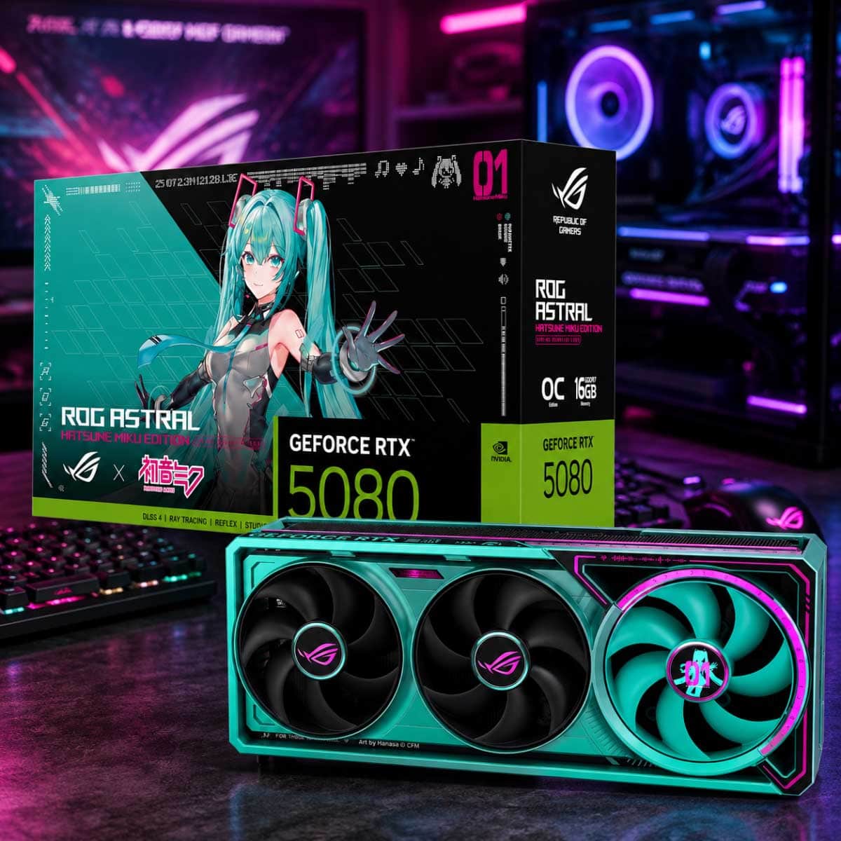 Asus ROG Astral NVIDIA GeForce RTX 5080 16GB GDDR7 OC Hatsune Miku Edition Gaming Graphics Card