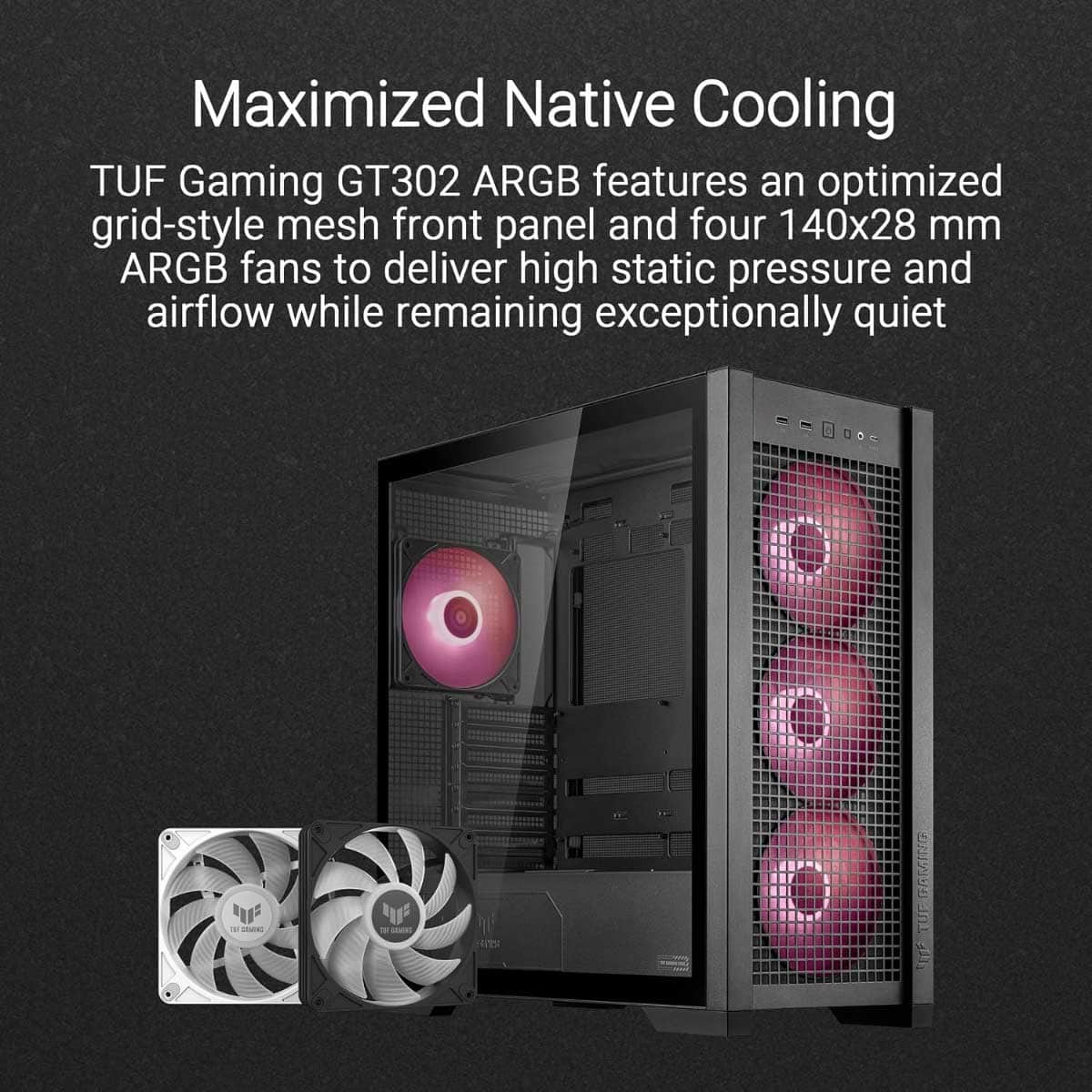 Asus TUF GT302 TG ARGB Mid-Tower Gaming PC Case with Tempered Glass