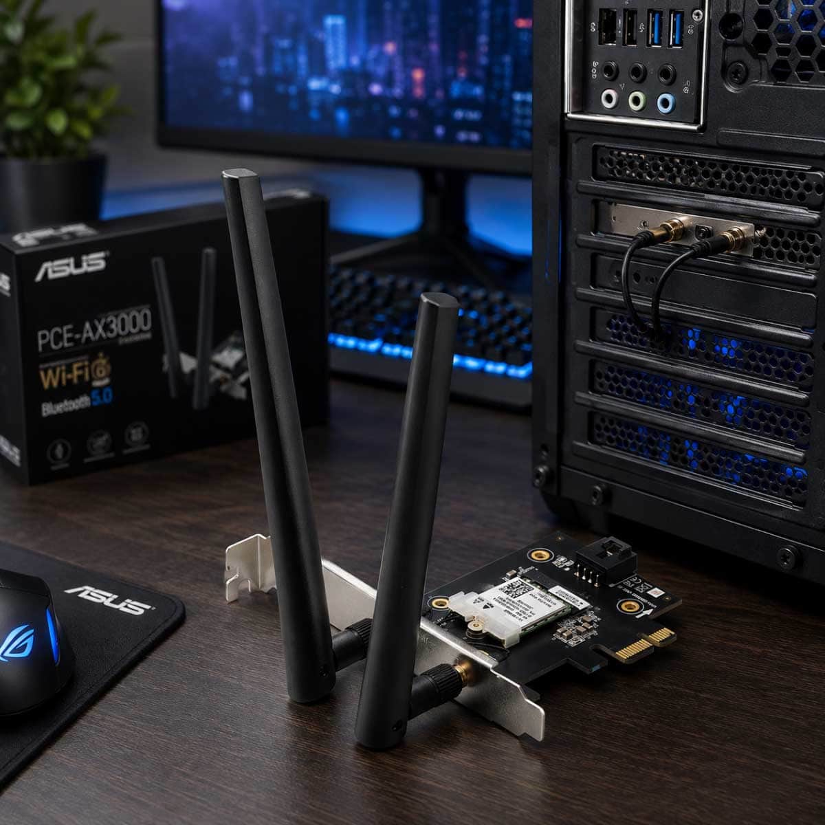 Asus Wi-Fi 6E PCE-AXE5400 Magnetized Base Network Adapter with 2 External Antennas