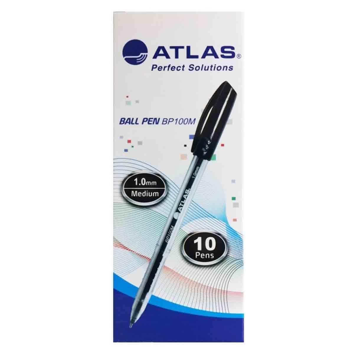 Atlas 1.0mm Black Ballpoint Pen, Pack of 10