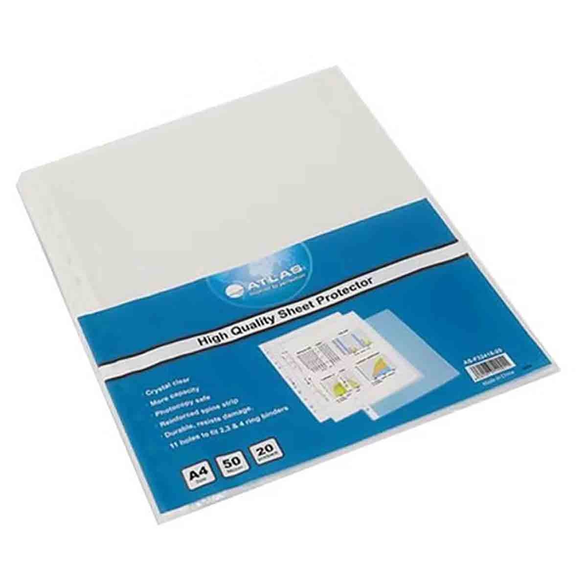 Atlas 50MIC A4 Pocket Sheet Protector Set, Pack of 20