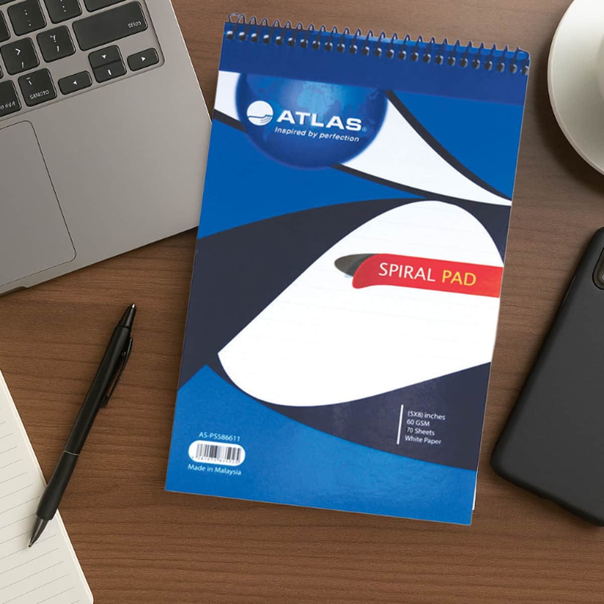أطلس دفتر ملاحظات حلزوني 5×8 إنش، 70 ورقة، مجموعة من 12