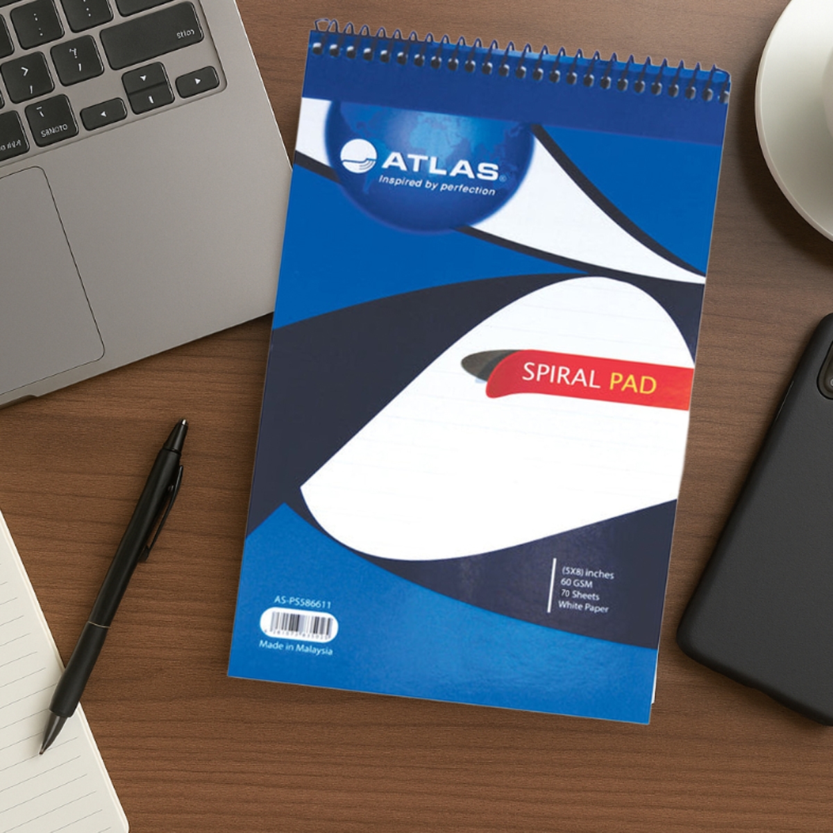 أطلس دفتر ملاحظات حلزوني 5×8 إنش، 70 ورقة، مجموعة من 12