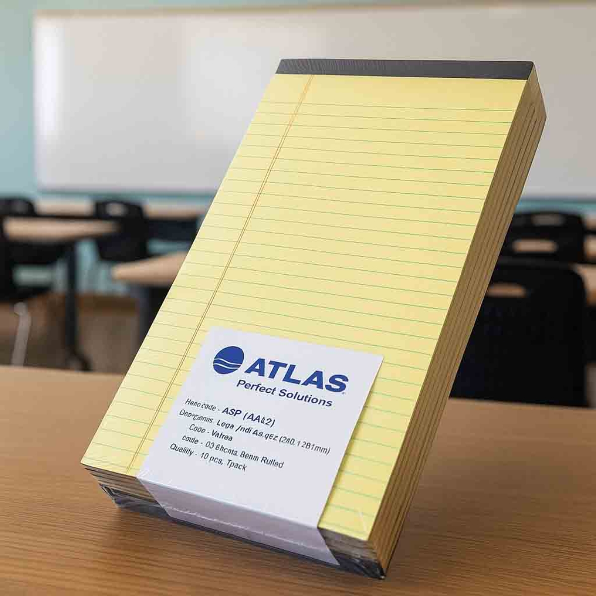 أطلس دفتر قانوني أصفر ناعم A4، 40 ورقة، مجموعة من 10