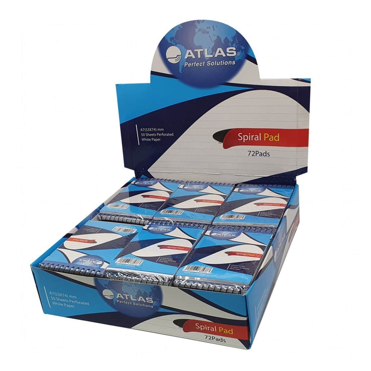 Atlas A7 50 Sheet Spiral Notepad Pack of 12