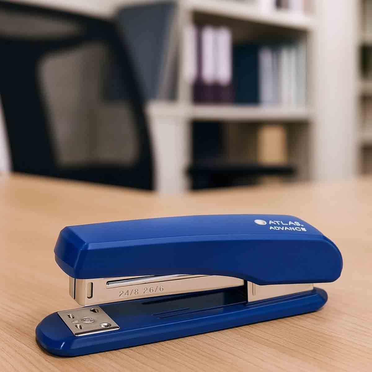 Atlas AS-SR5085-BE Blue Half Strip Metal Stapler with Staple Remover