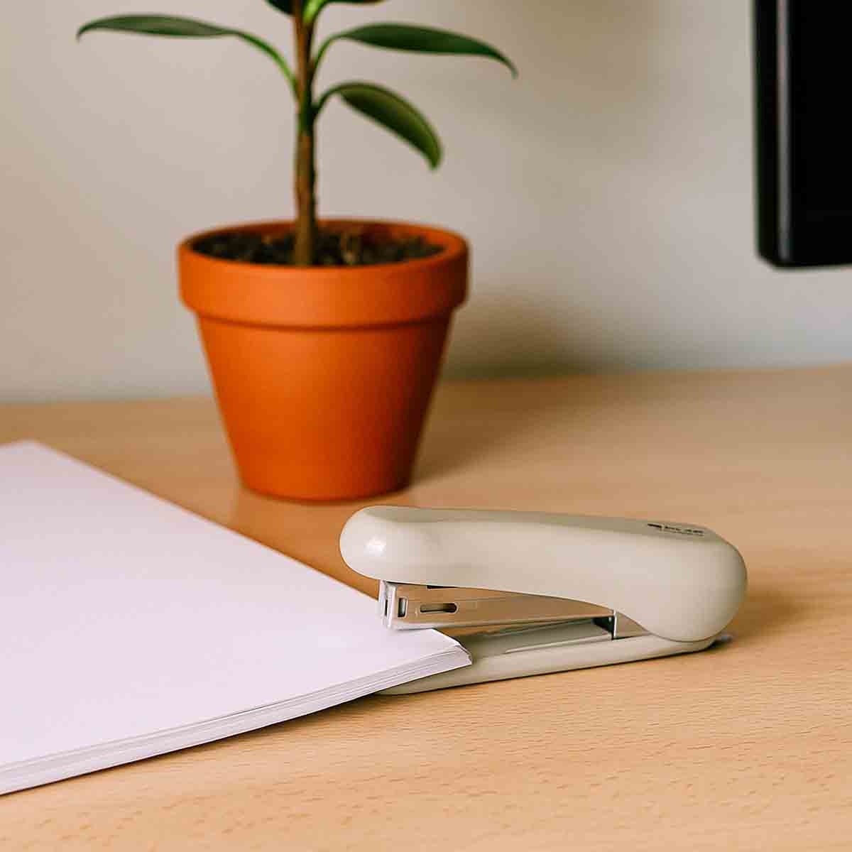 Atlas Grey Half Strip Metal Stapler with Staple Remover