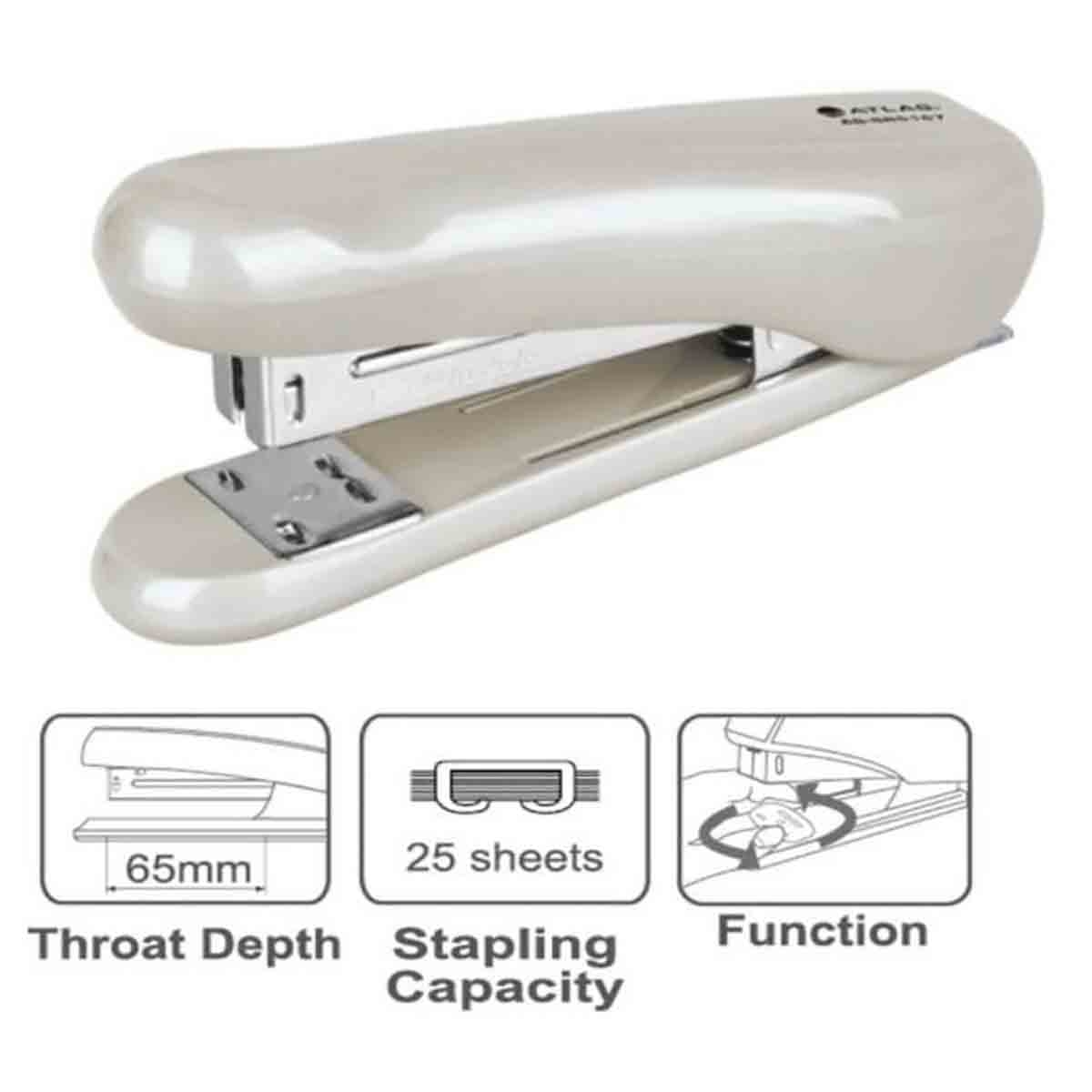 Atlas Grey Half Strip Metal Stapler with Staple Remover