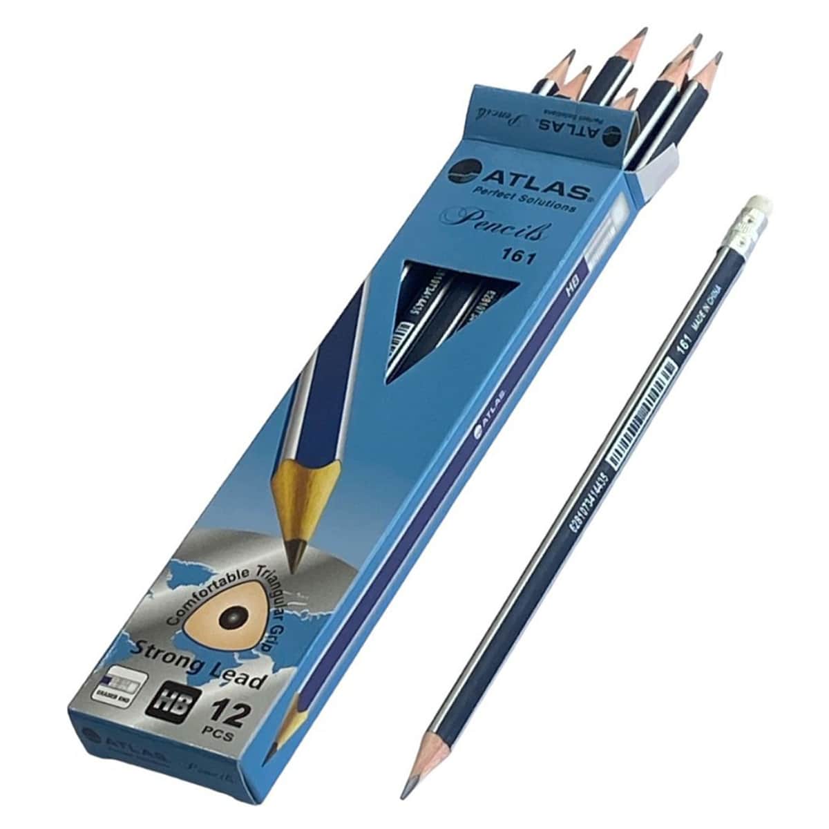 Atlas HB Triangular Grip Stripes Pencil, Pack of 12