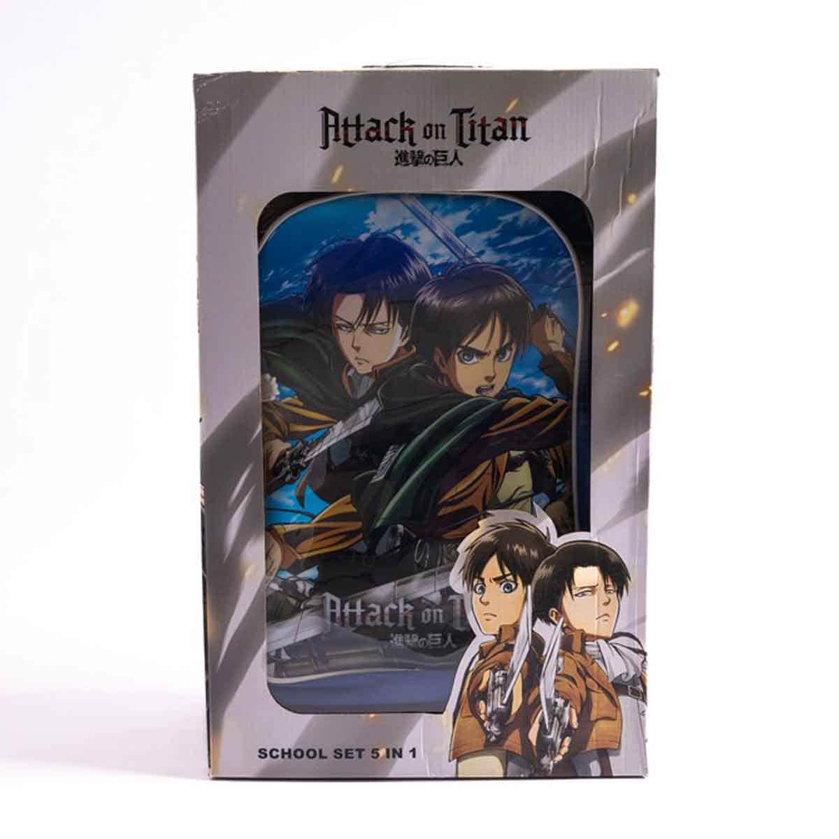 Attack On Titan 18" Trolley Bag Set with Lunch Bag, Pencil Case, Water Bottle & Lunch Box Boys, 5-7 Years