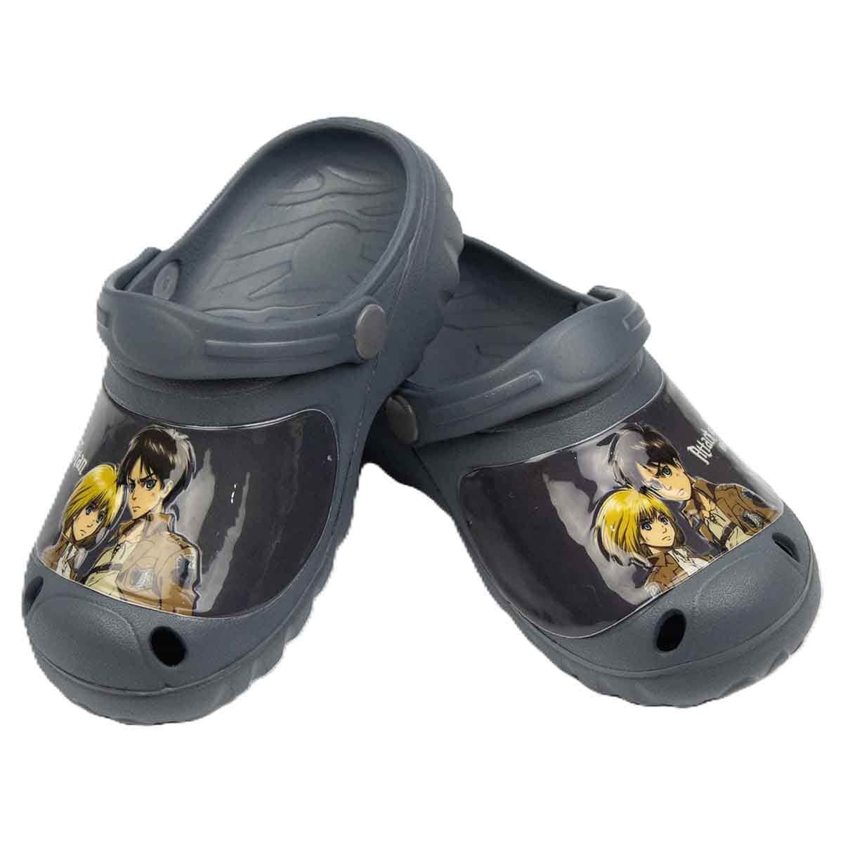 Attack On Titan EU Grey Lightweight & Comfortable Slip-On Sandals Kids Klogs Unisex