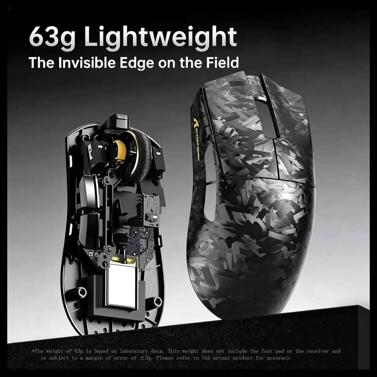 اتاك شارك اسود X11 الترا ماوس ألعاب لاسلكي ثلاثي الأوضاع من ألياف الكربون بدقة 8K