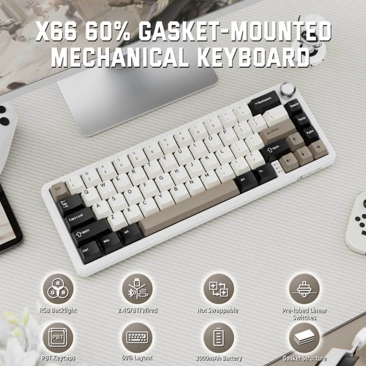 اتاك شارك ستار X66 كيبورد ألعاب ميكانيكي لاسلكي