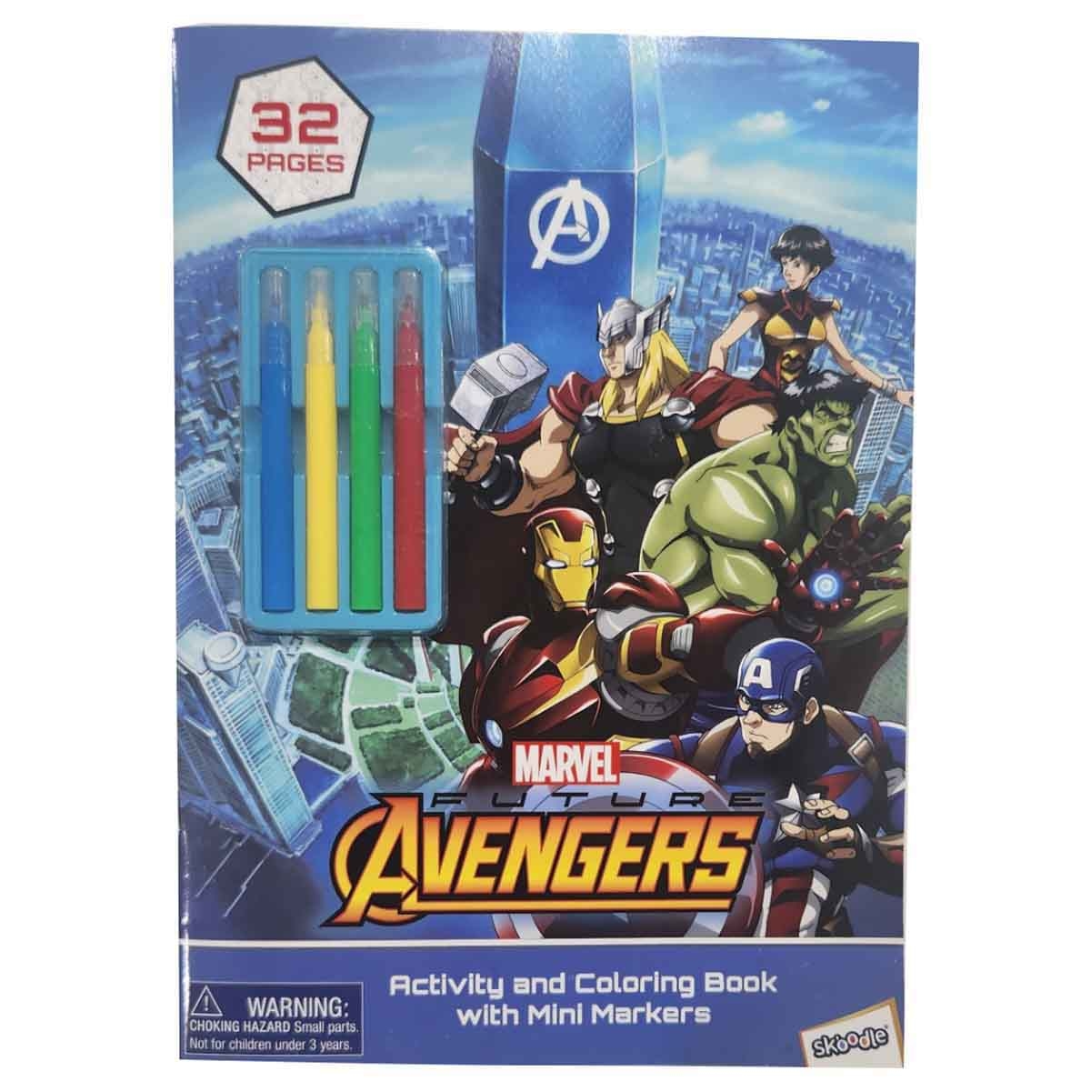 Marvel Avengers 32-Pages Activity Book with Mini Markers Unisex, 3-4 Years