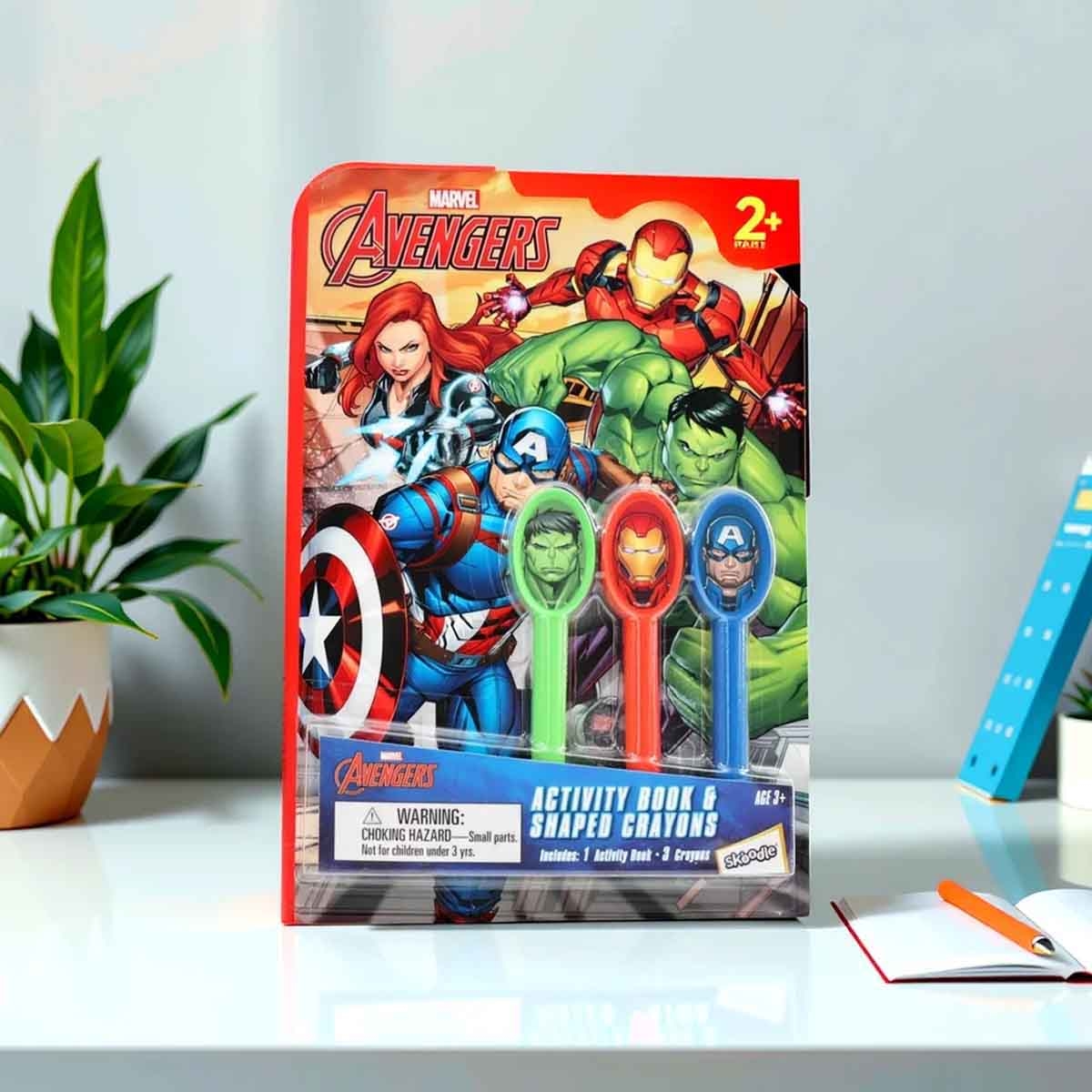 مارفل أفنجرز كتاب أنشطة مع أقلام تلوين بأشكال مميزة، للجنسين، للأعمار من 3 إلى 4 سنوات