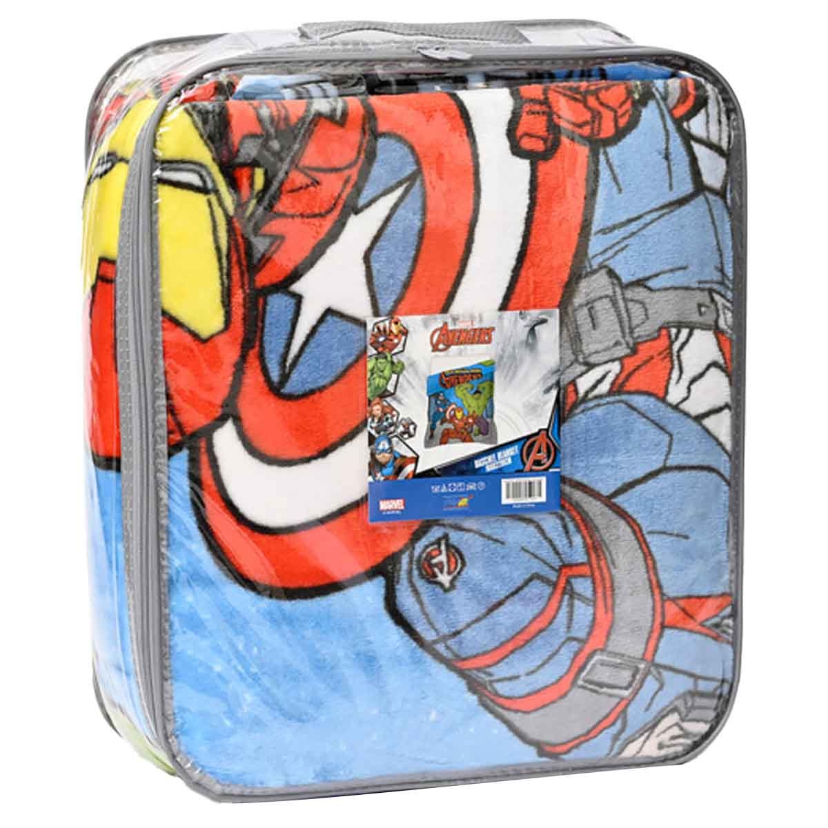 Marvel Avengers 100% Polyester Blue Raschel Blanket Throw