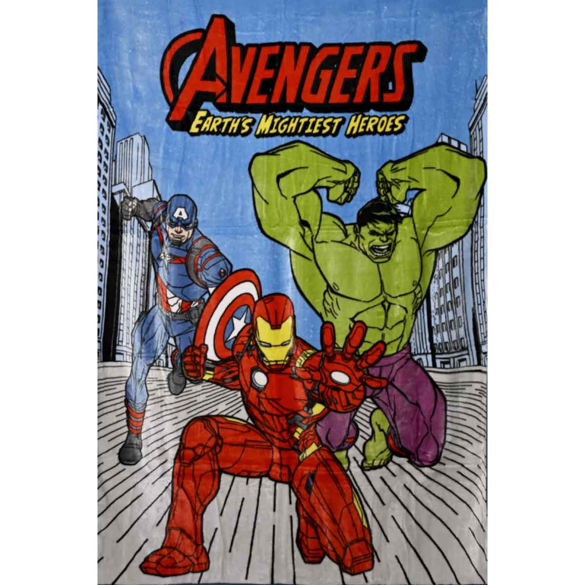Marvel Avengers 100% Polyester Blue Raschel Blanket Throw