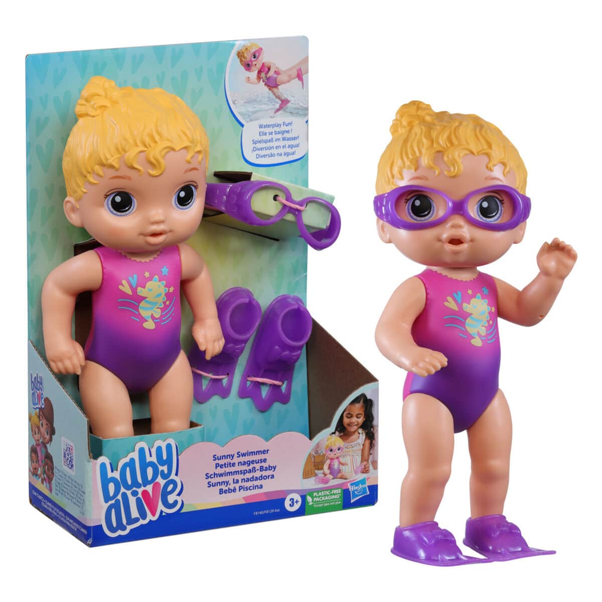 Baby Alive 10″ Sunny Swimmer Baby Doll Unisex, 3-4 Years