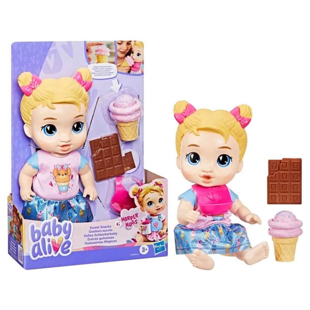 Baby Alive Sweet Snacks Blonde Harper Doll Unisex, 3-4 Years