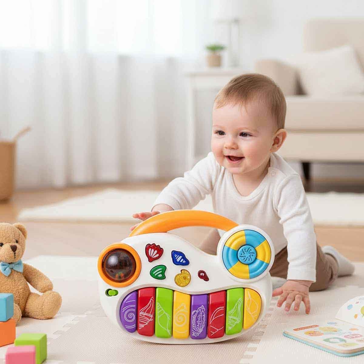 تشيمستار آلة موسيقية كرتونية منوعة مع صوت وضوء للأطفال من عمر 0-2 سنوات