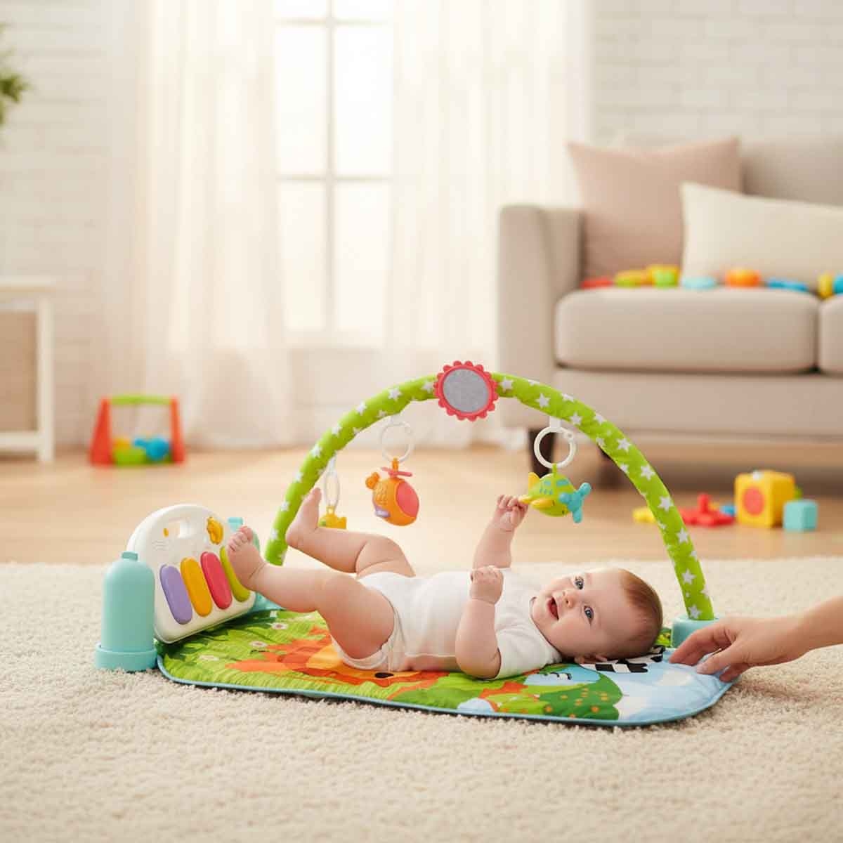 حصيرة لعب تعليمية للأطفال مع بيانو، مرحلة الحبو، 0-2 سنوات
