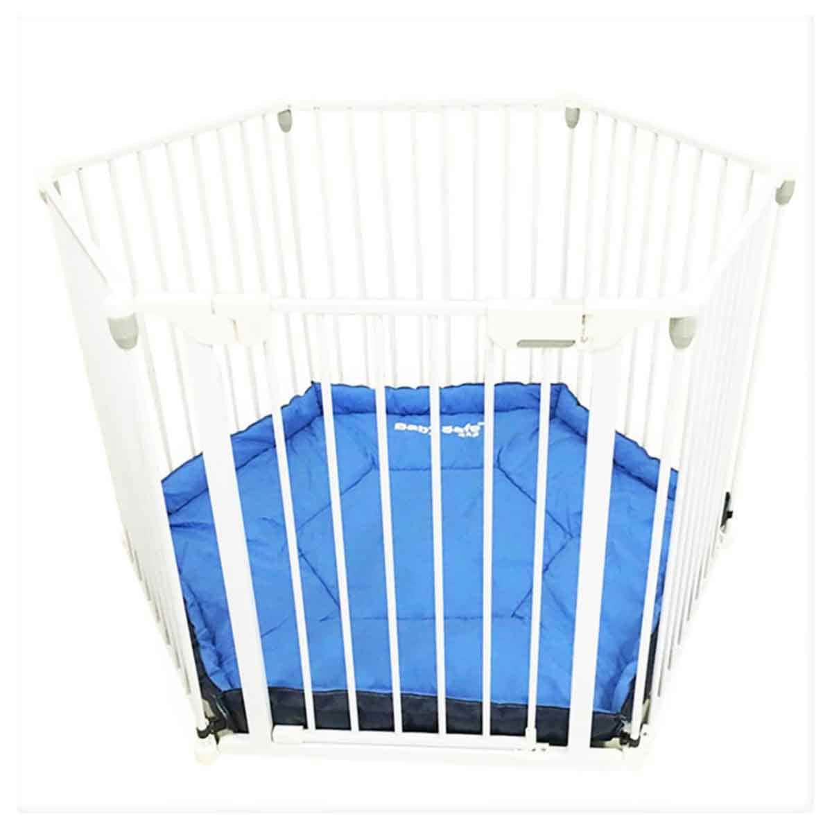 Baby Safe White Convertible Playpen with Mat