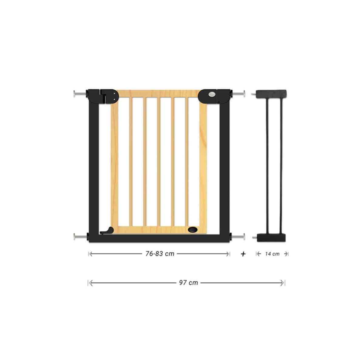 Baby Safe Wooden Safety Gate with 14cm Black Extension